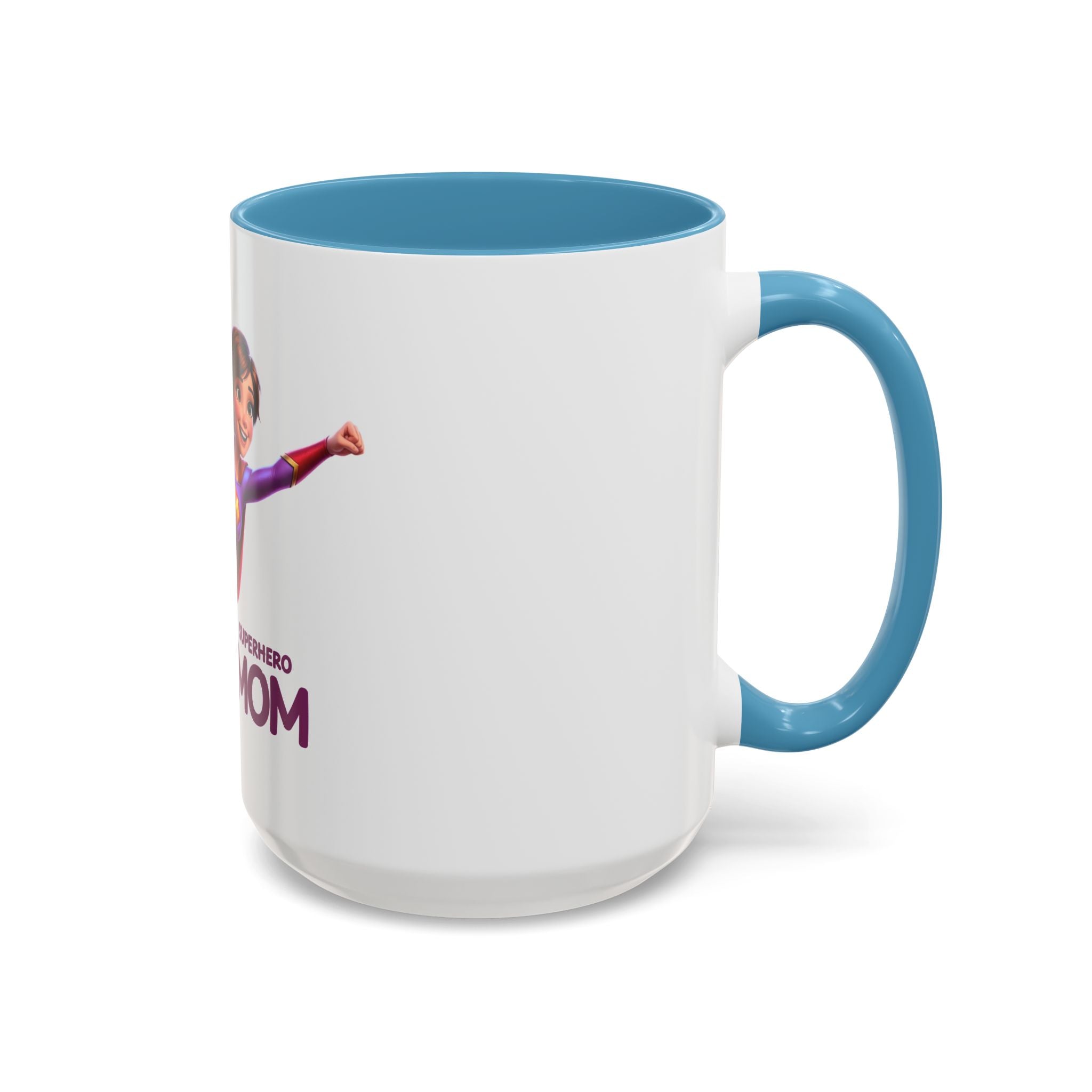 Superhero Mom Accent Coffee Mug — Flying Mom Design (11/15oz)