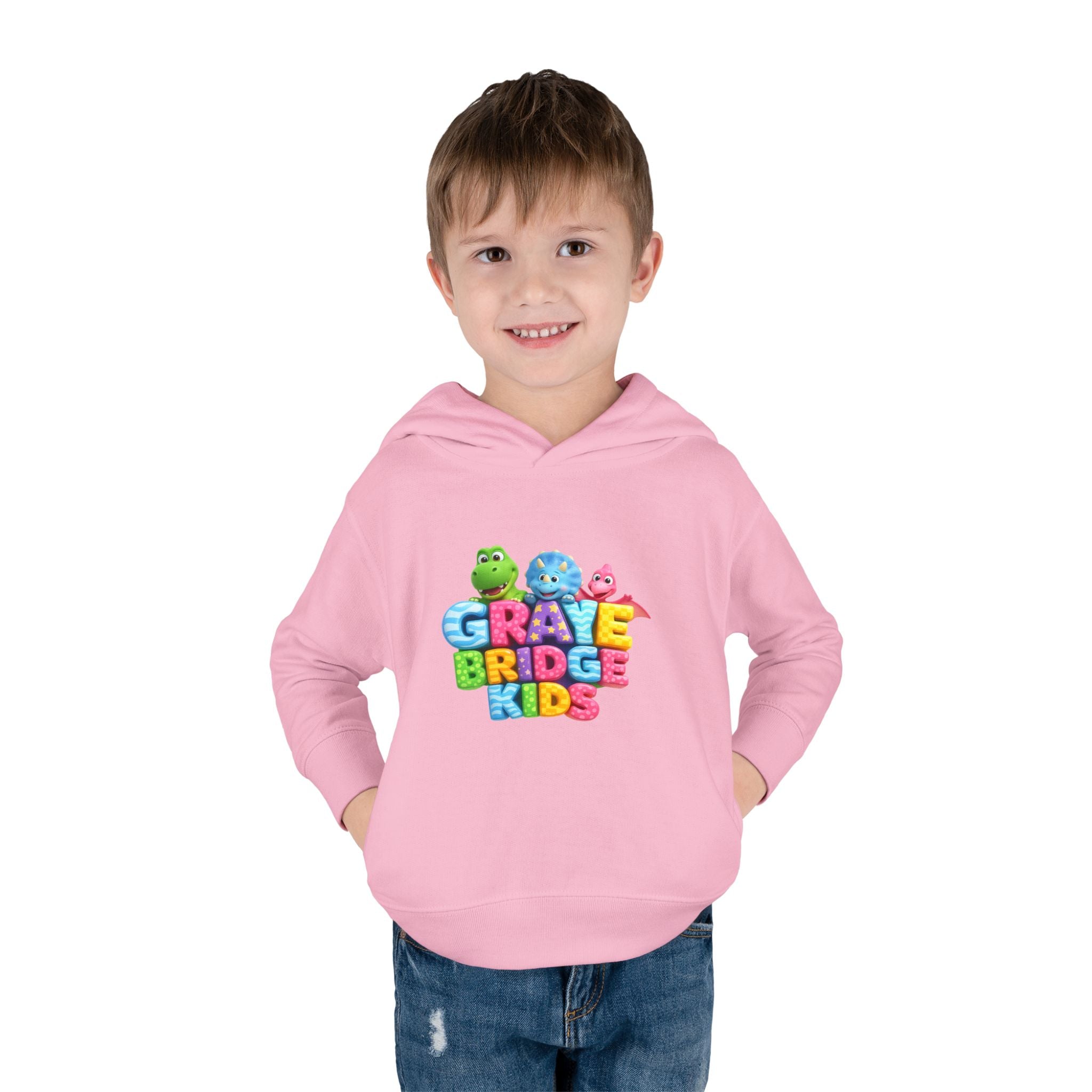 Toddler Hoodie (Colorful Dinosaur Logo) Graye Bridge Kids