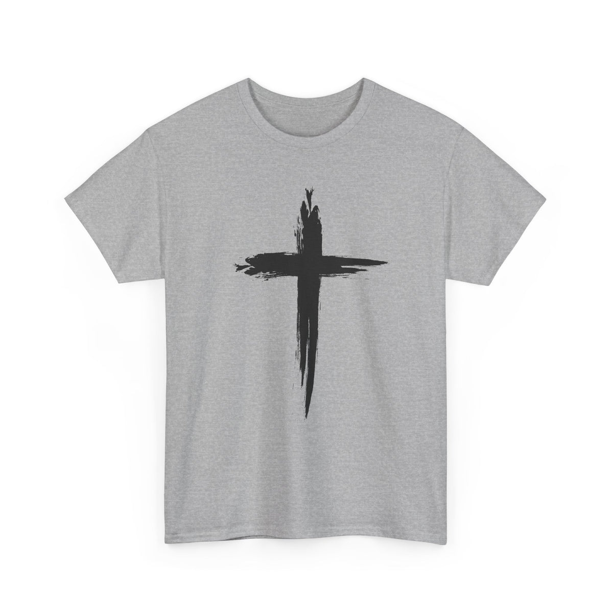 Black Brushstroke Cross Christian T-Shirt