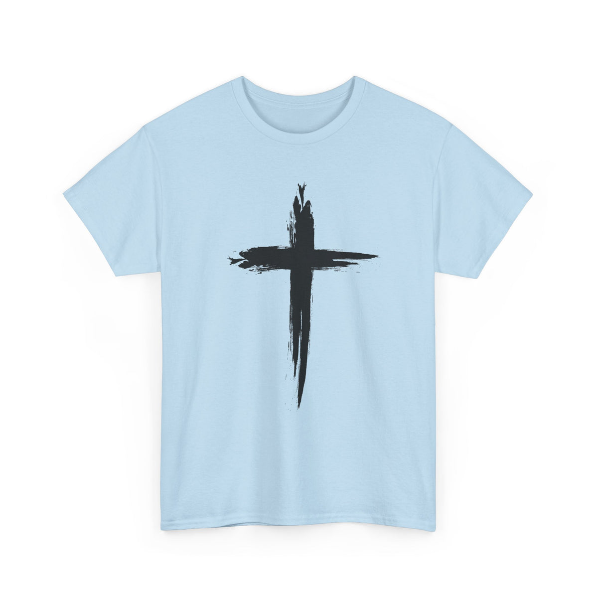 Black Brushstroke Cross Christian T-Shirt