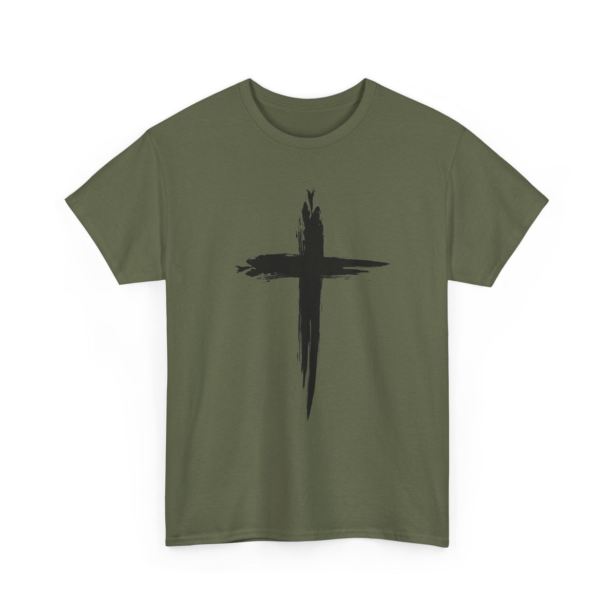 Black Brushstroke Cross Christian T-Shirt