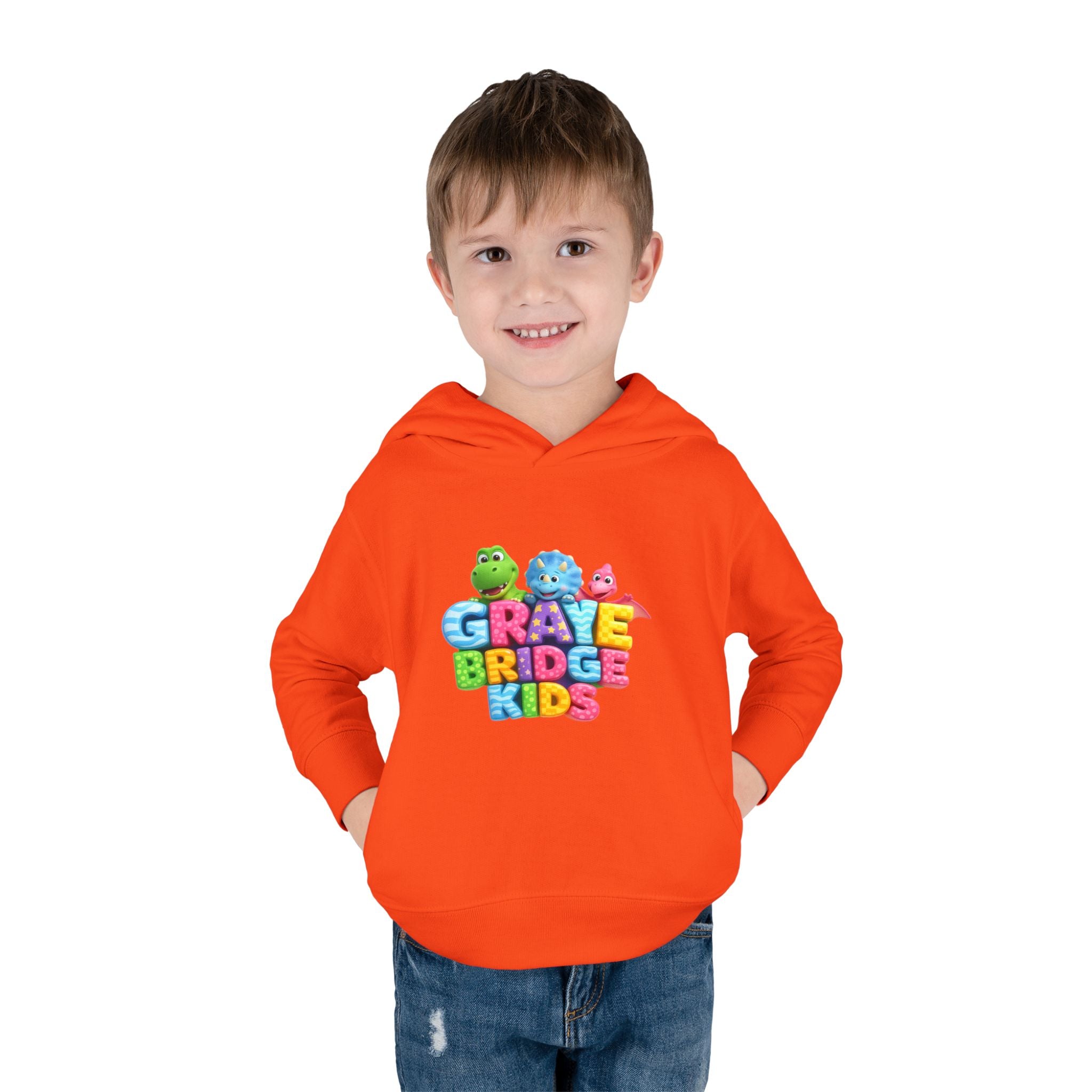 Toddler Hoodie (Colorful Dinosaur Logo) Graye Bridge Kids