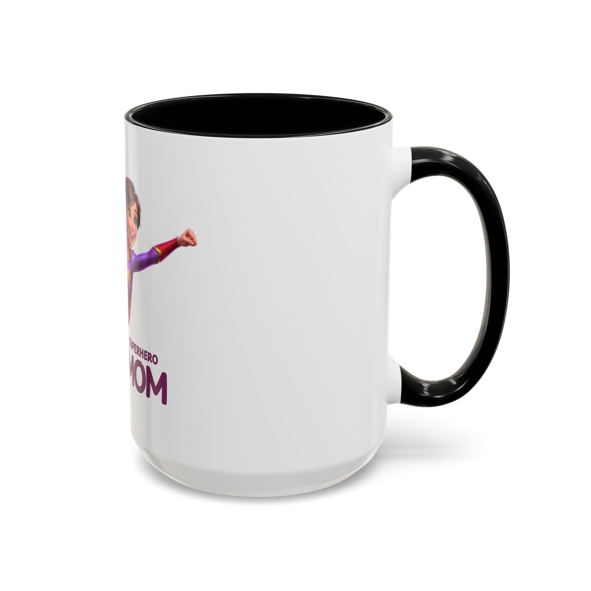 Superhero Mom Accent Coffee Mug — Flying Mom Design (11/15oz)