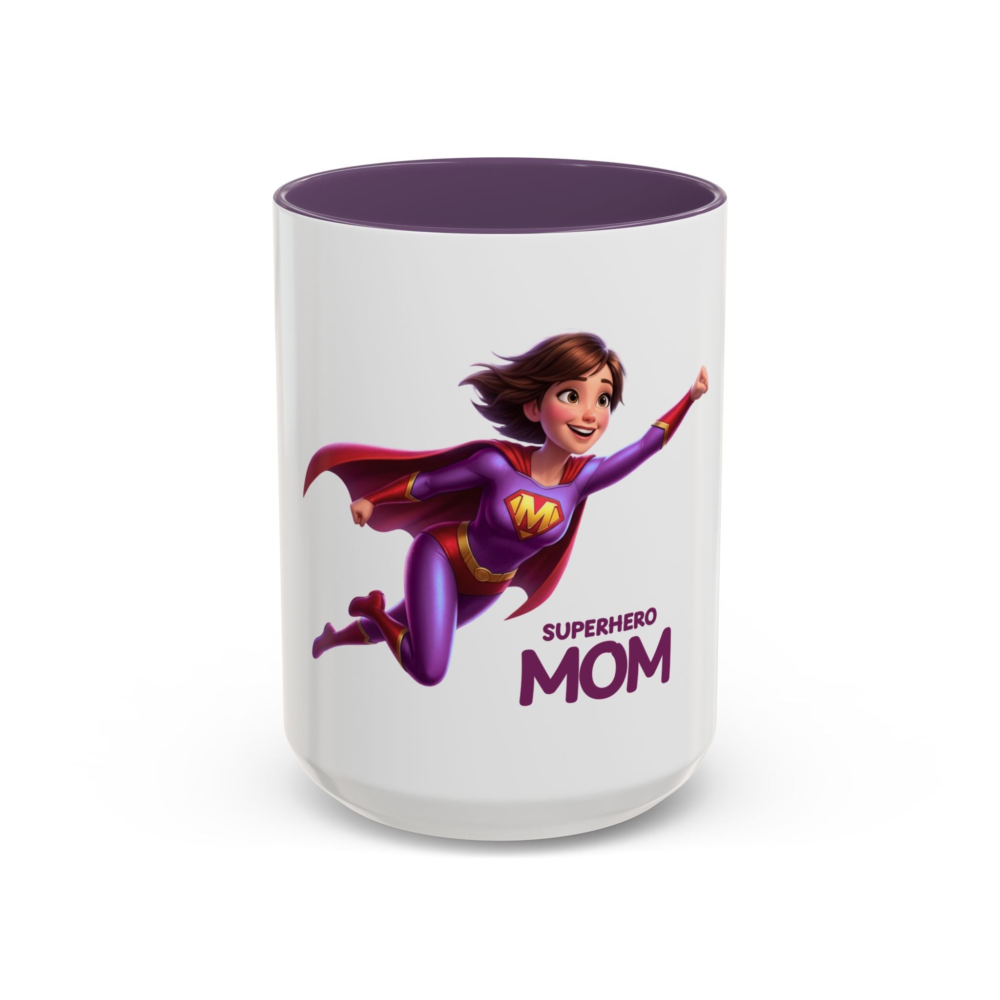 Superhero Mom Accent Coffee Mug — Flying Mom Design (11/15oz)