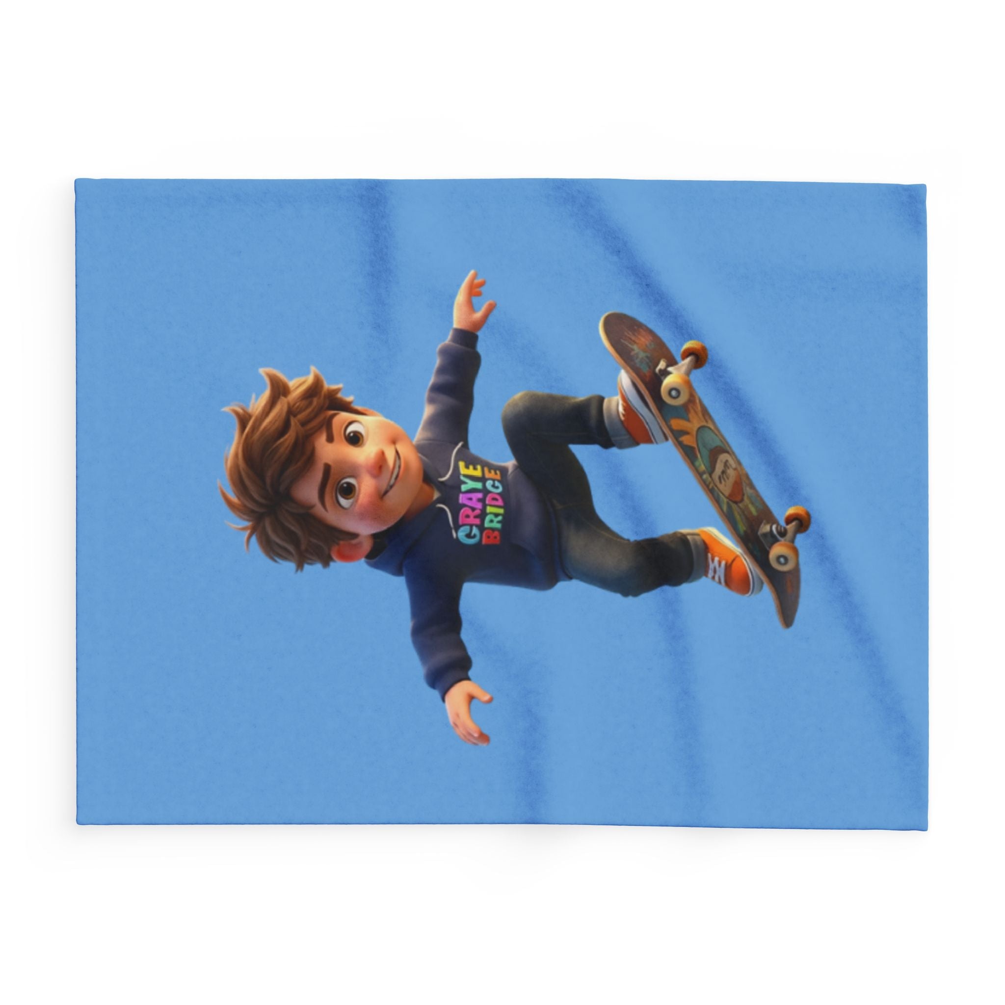 Fleece Throw Blanket (Cool Skateboarder) Graye Bridge Kids