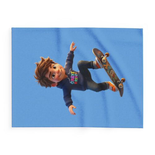 Fleece Throw Blanket (Cool Skateboarder) Graye Bridge Kids