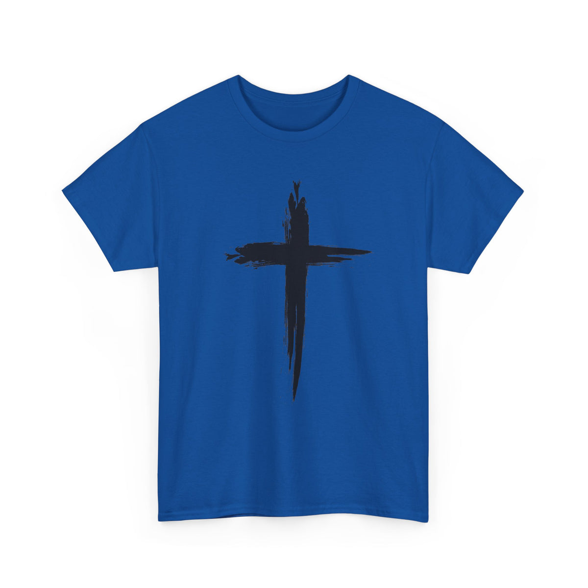 Black Brushstroke Cross Christian T-Shirt
