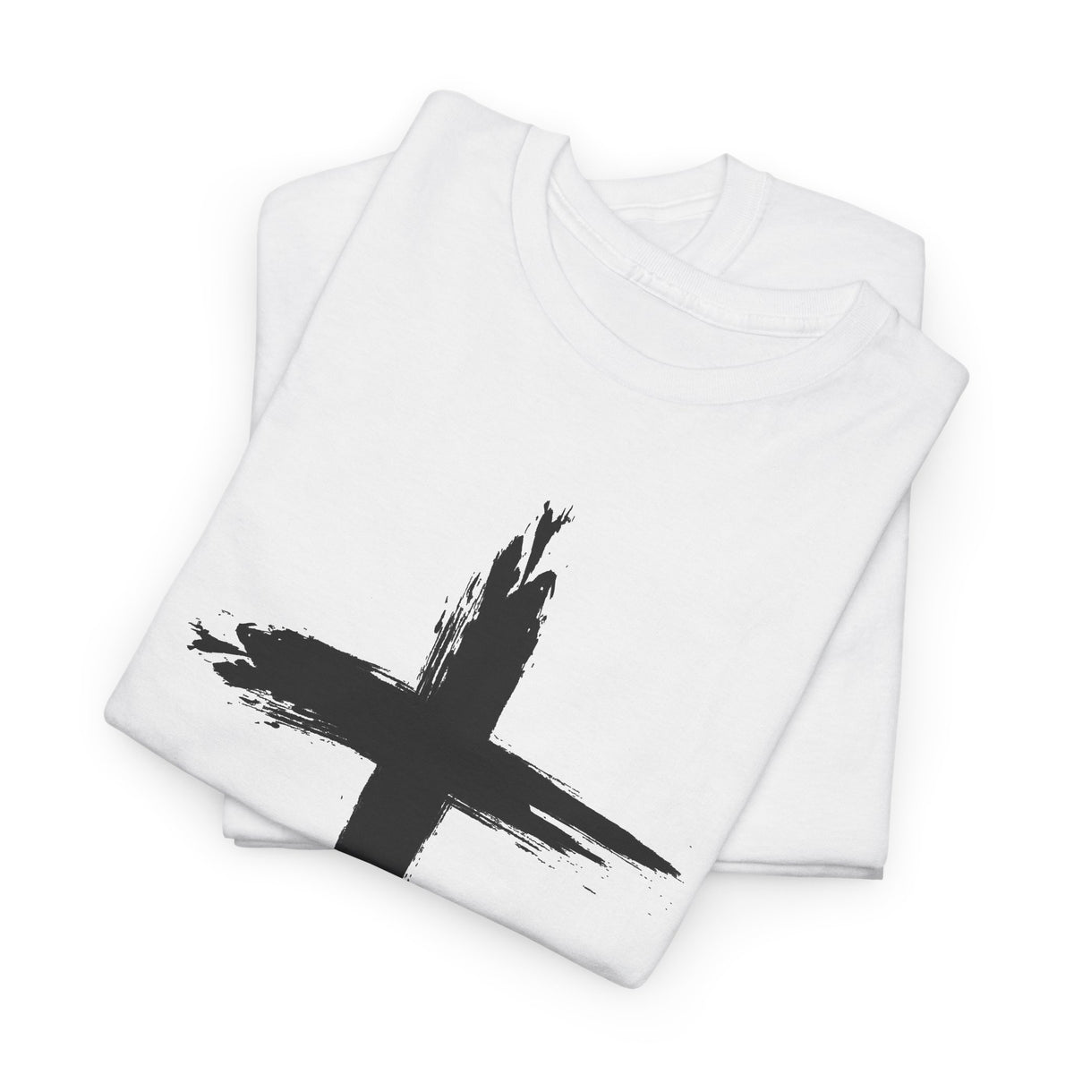 Black Brushstroke Cross Christian T-Shirt