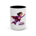 Superhero Mom Accent Coffee Mug — Flying Mom Design (11/15oz)