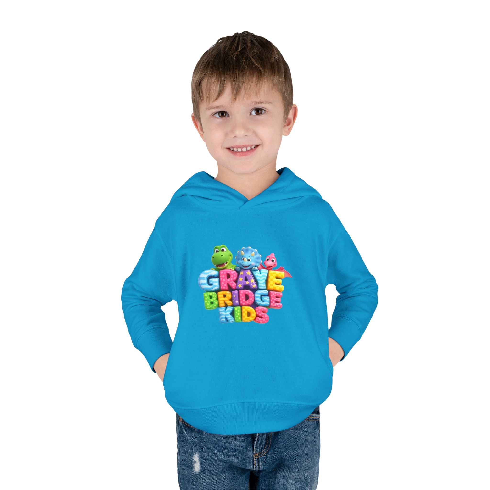 Toddler Hoodie (Colorful Dinosaur Logo) Graye Bridge Kids