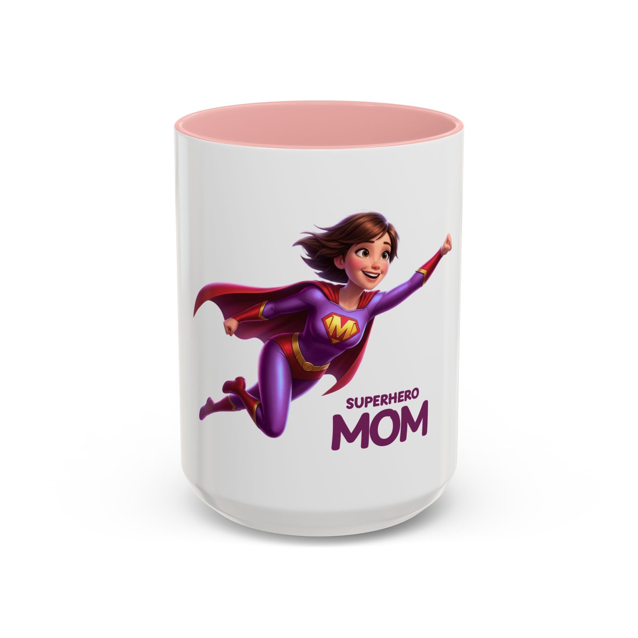 Superhero Mom Accent Coffee Mug — Flying Mom Design (11/15oz)