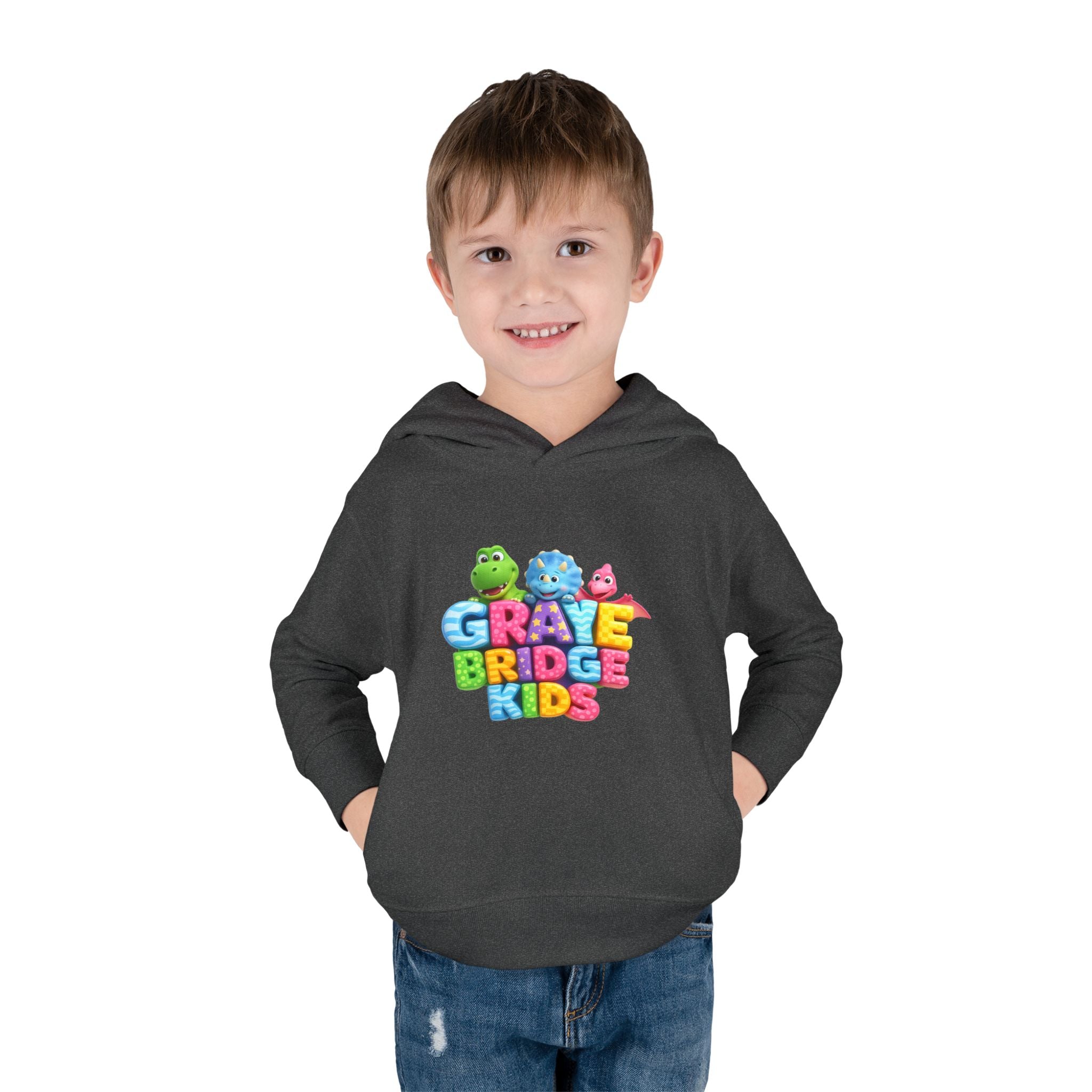Toddler Hoodie (Colorful Dinosaur Logo) Graye Bridge Kids