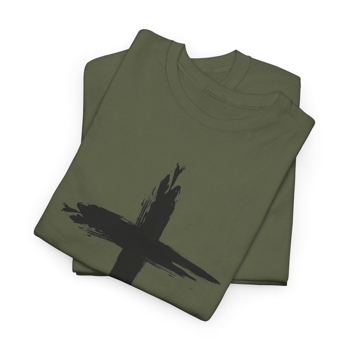 Black Brushstroke Cross Christian T-Shirt