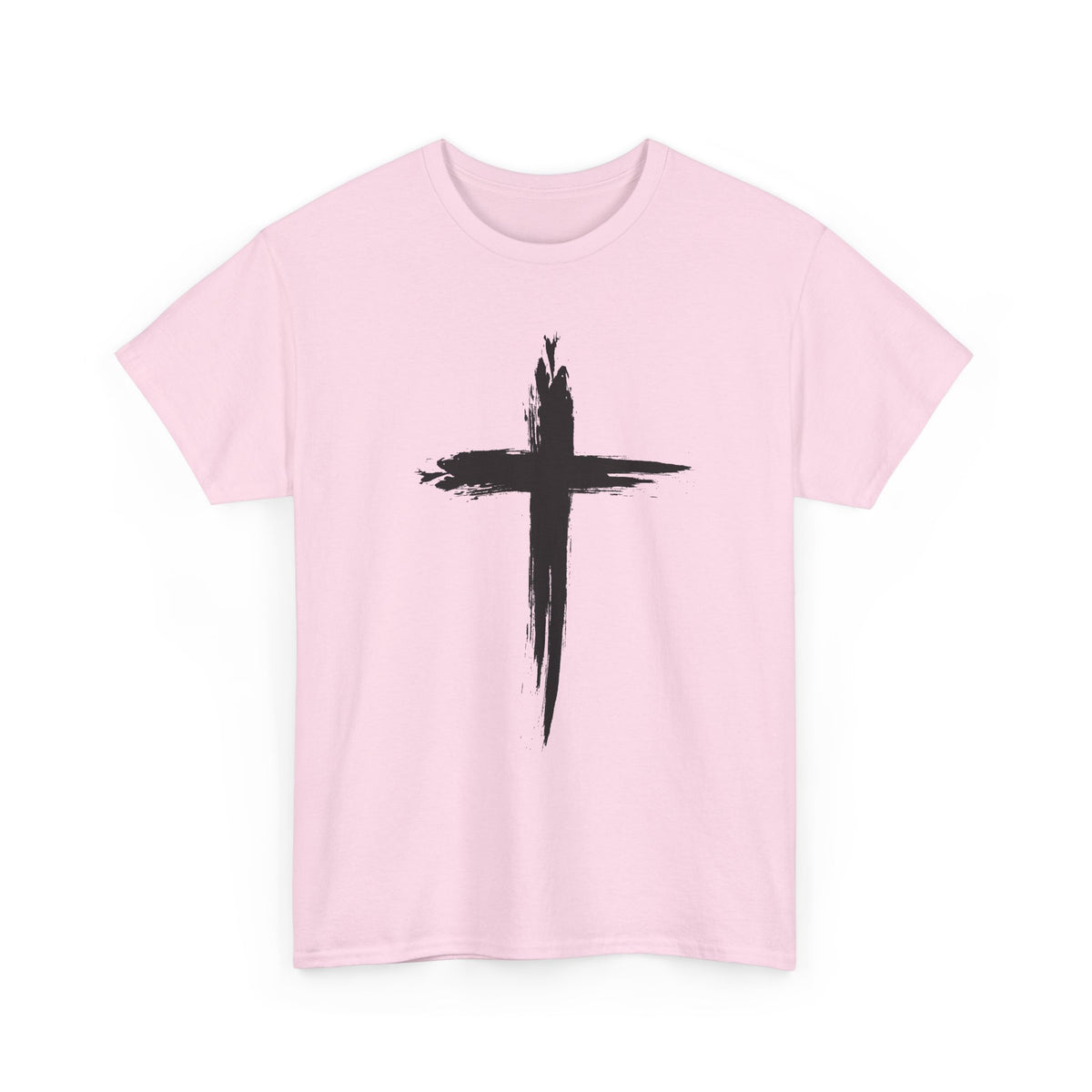 Black Brushstroke Cross Christian T-Shirt