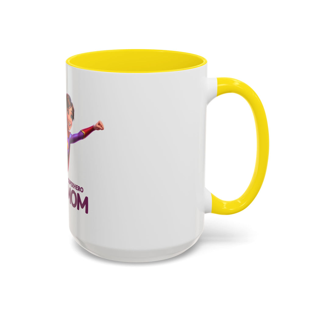 Superhero Mom Accent Coffee Mug — Flying Mom Design (11/15oz)