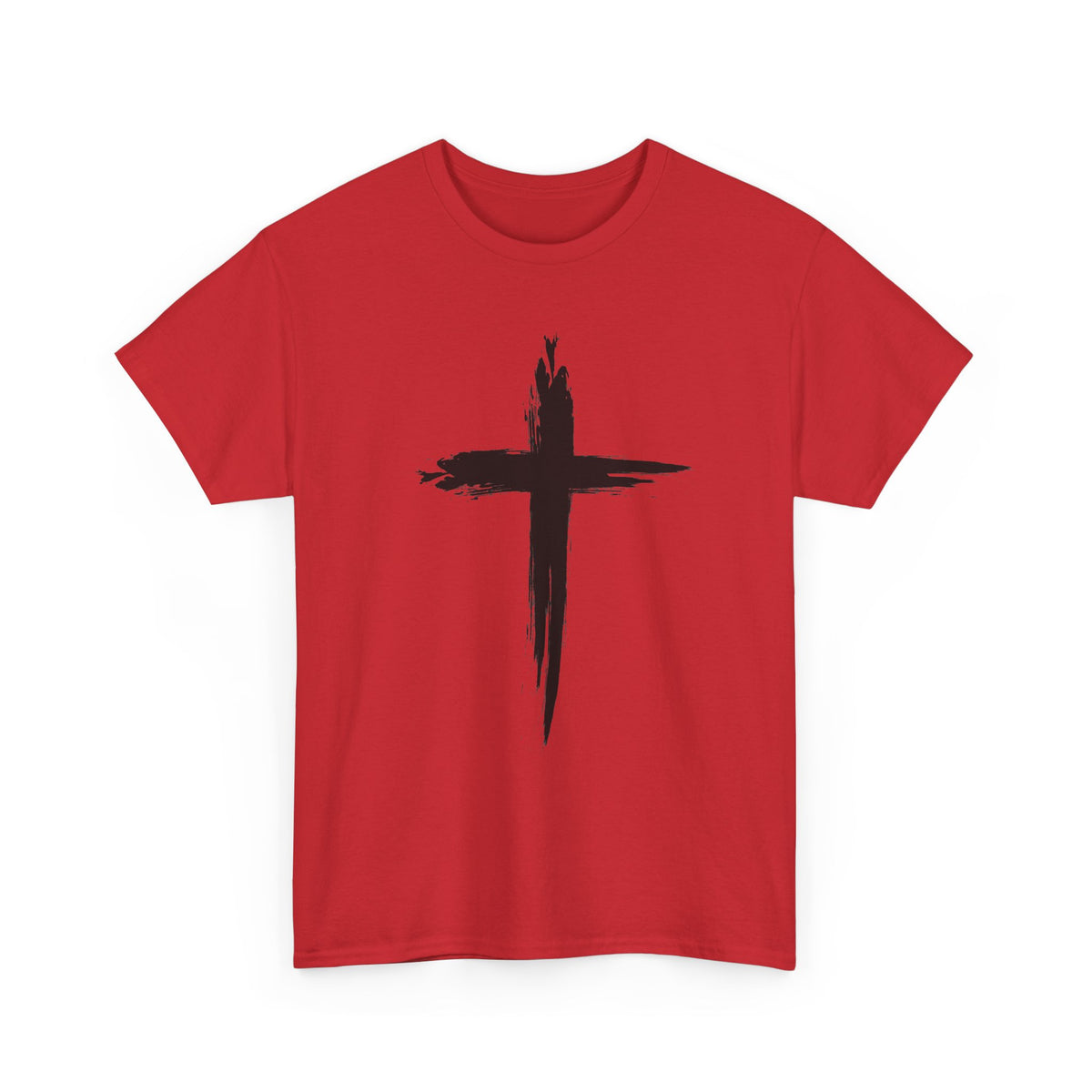 Black Brushstroke Cross Christian T-Shirt