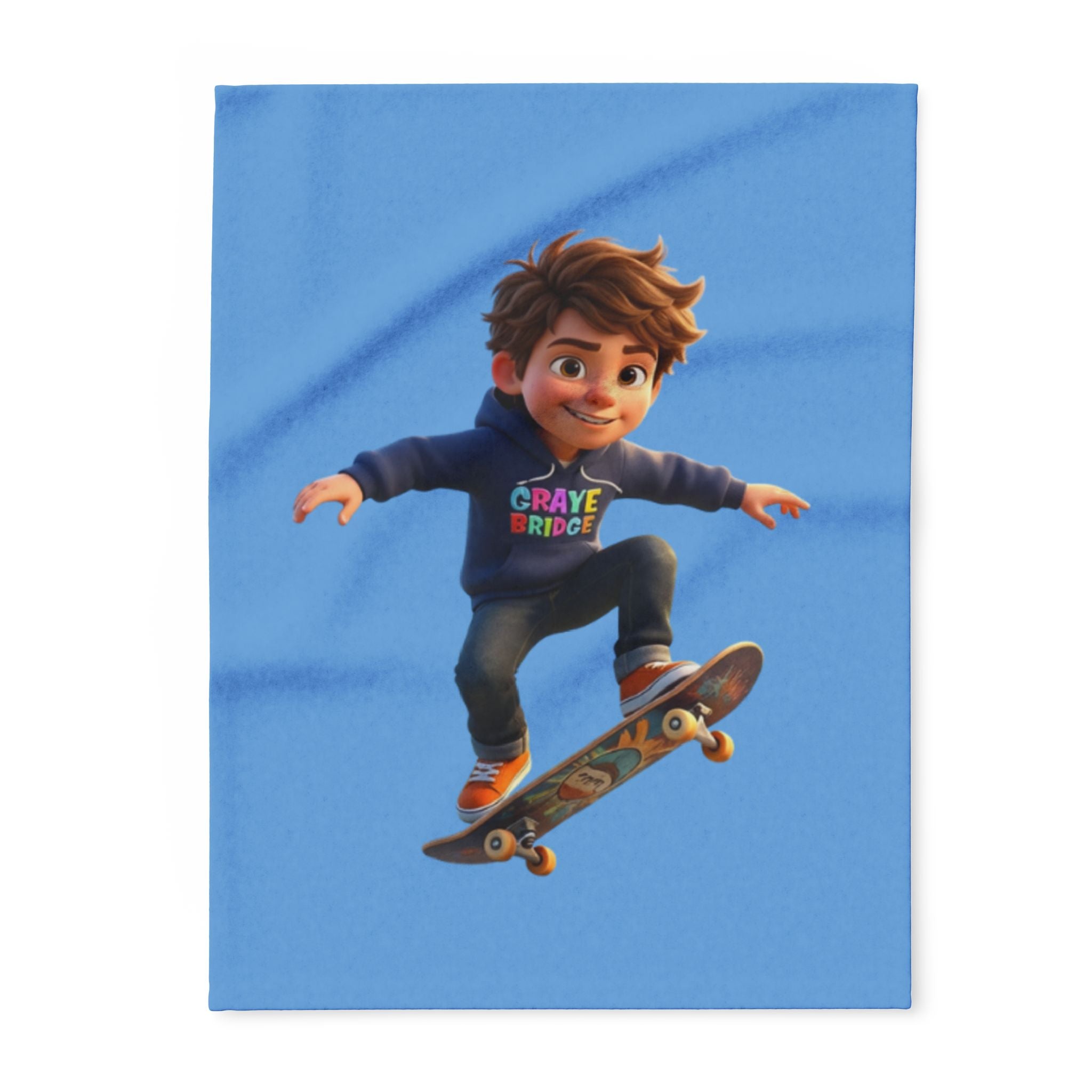 Fleece Throw Blanket (Cool Skateboarder) Graye Bridge Kids