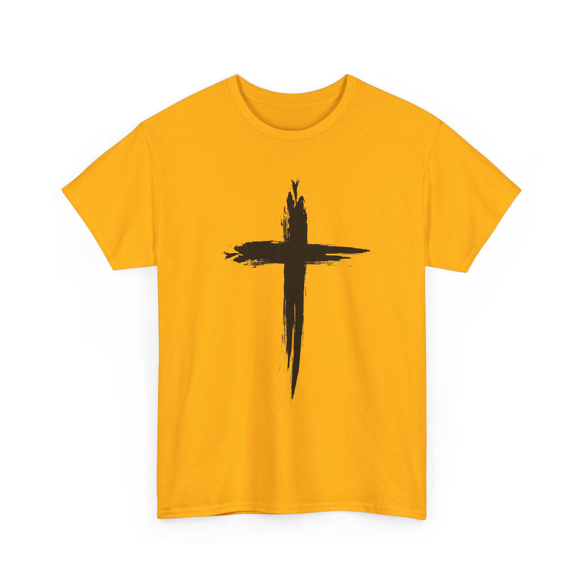 Black Brushstroke Cross Christian T-Shirt
