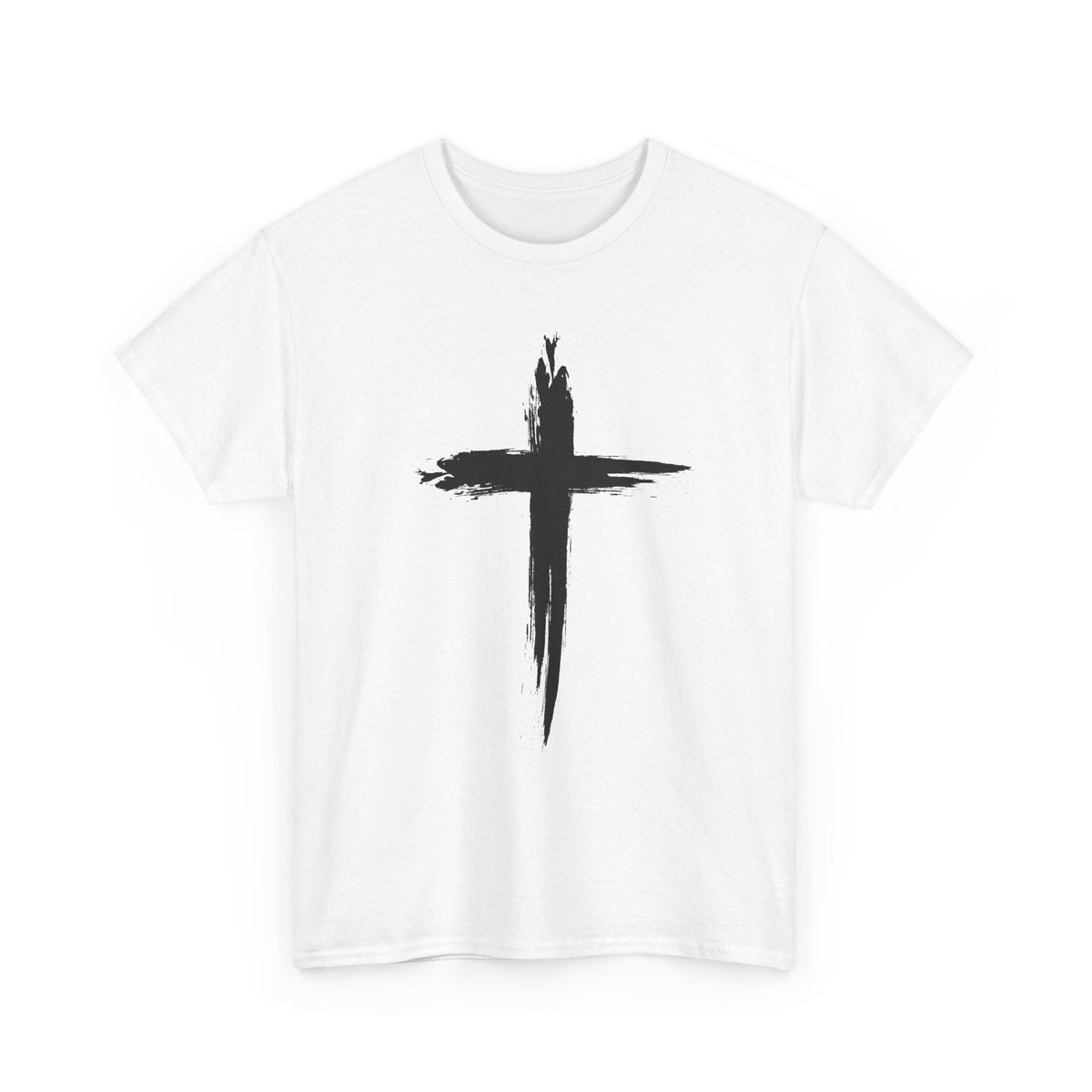 Black Brushstroke Cross Christian T-Shirt