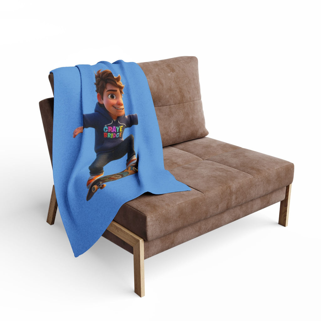 Fleece Throw Blanket (Cool Skateboarder) Graye Bridge Kids