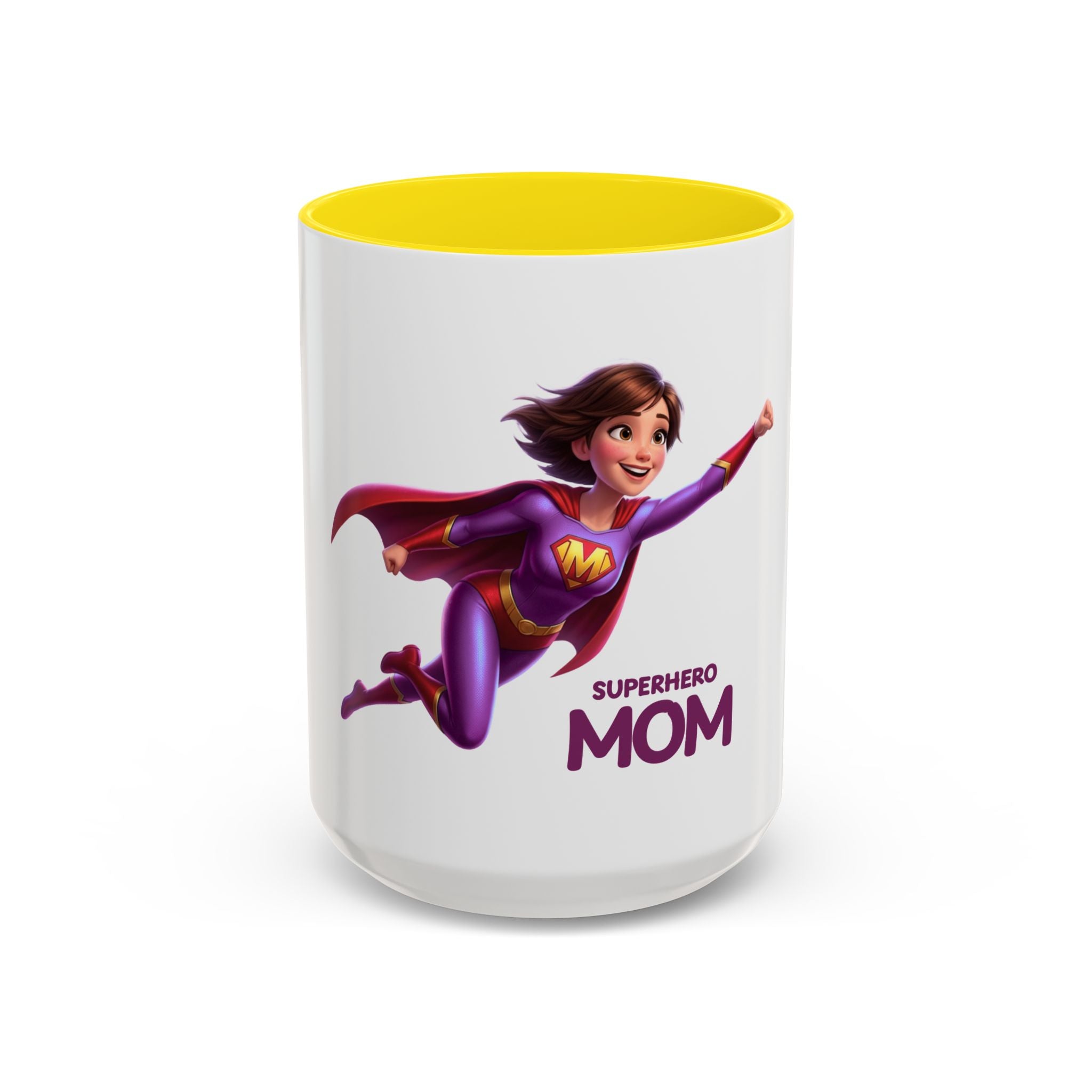 Superhero Mom Accent Coffee Mug — Flying Mom Design (11/15oz)