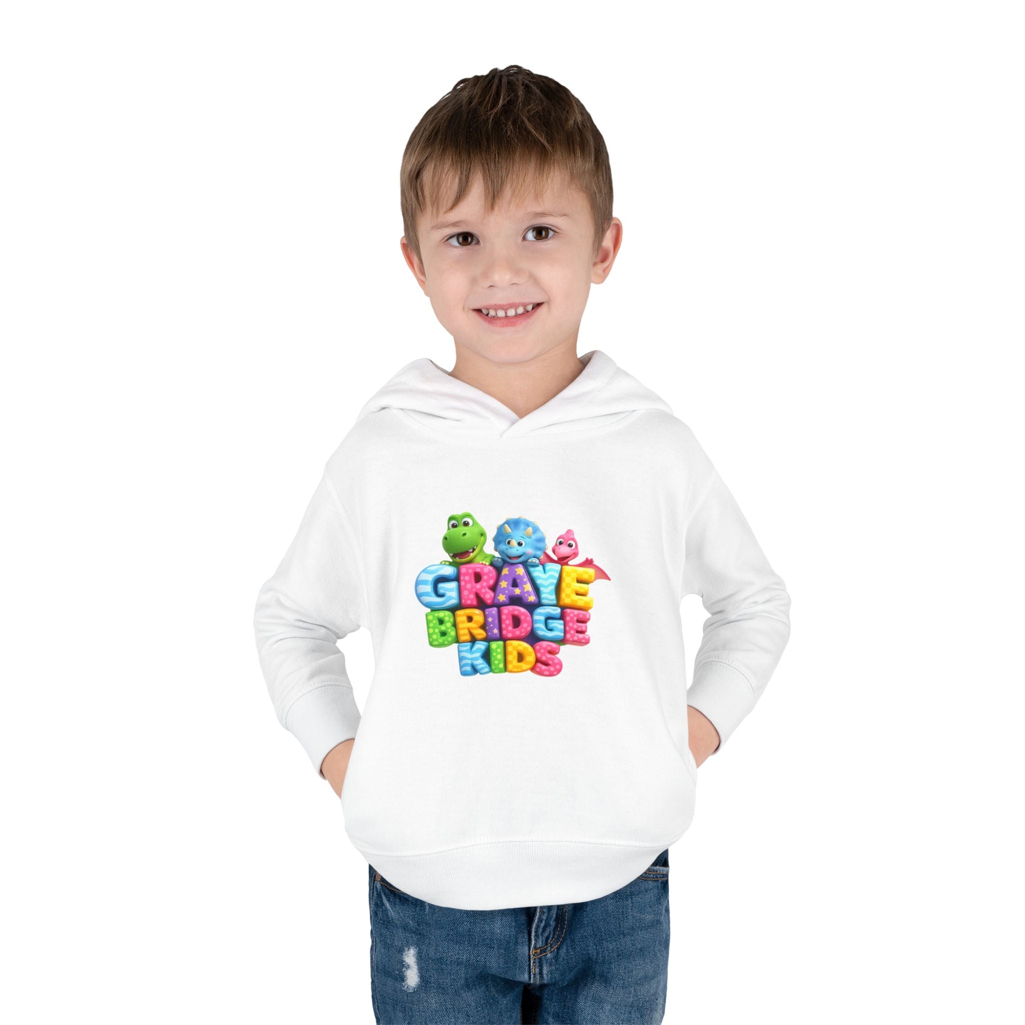 Toddler Hoodie (Colorful Dinosaur Logo) Graye Bridge Kids