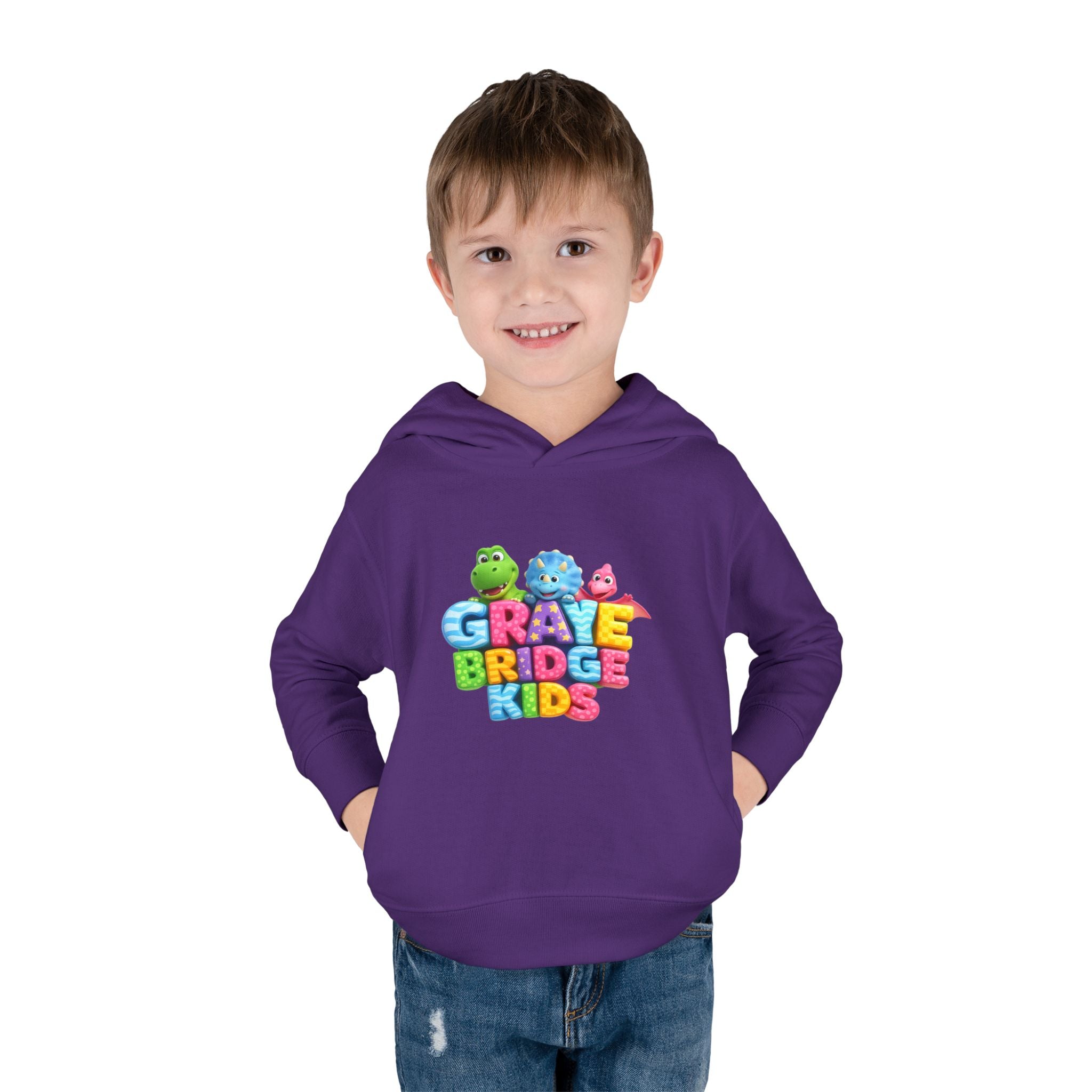 Toddler Hoodie (Colorful Dinosaur Logo) Graye Bridge Kids