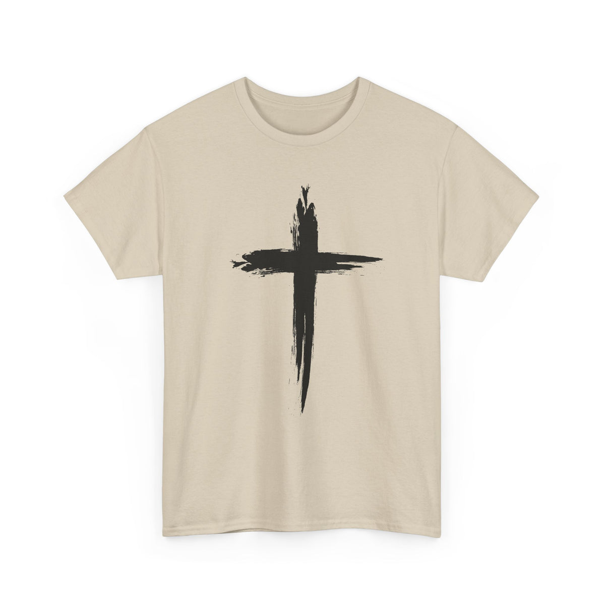 Black Brushstroke Cross Christian T-Shirt