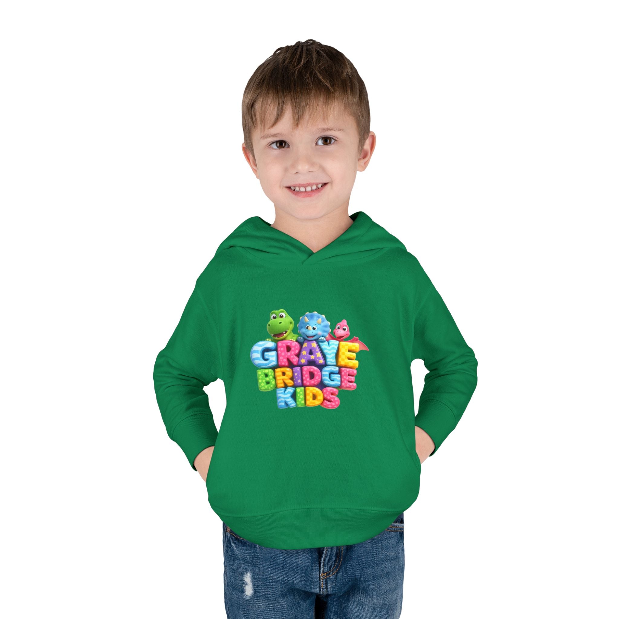 Toddler Hoodie (Colorful Dinosaur Logo) Graye Bridge Kids