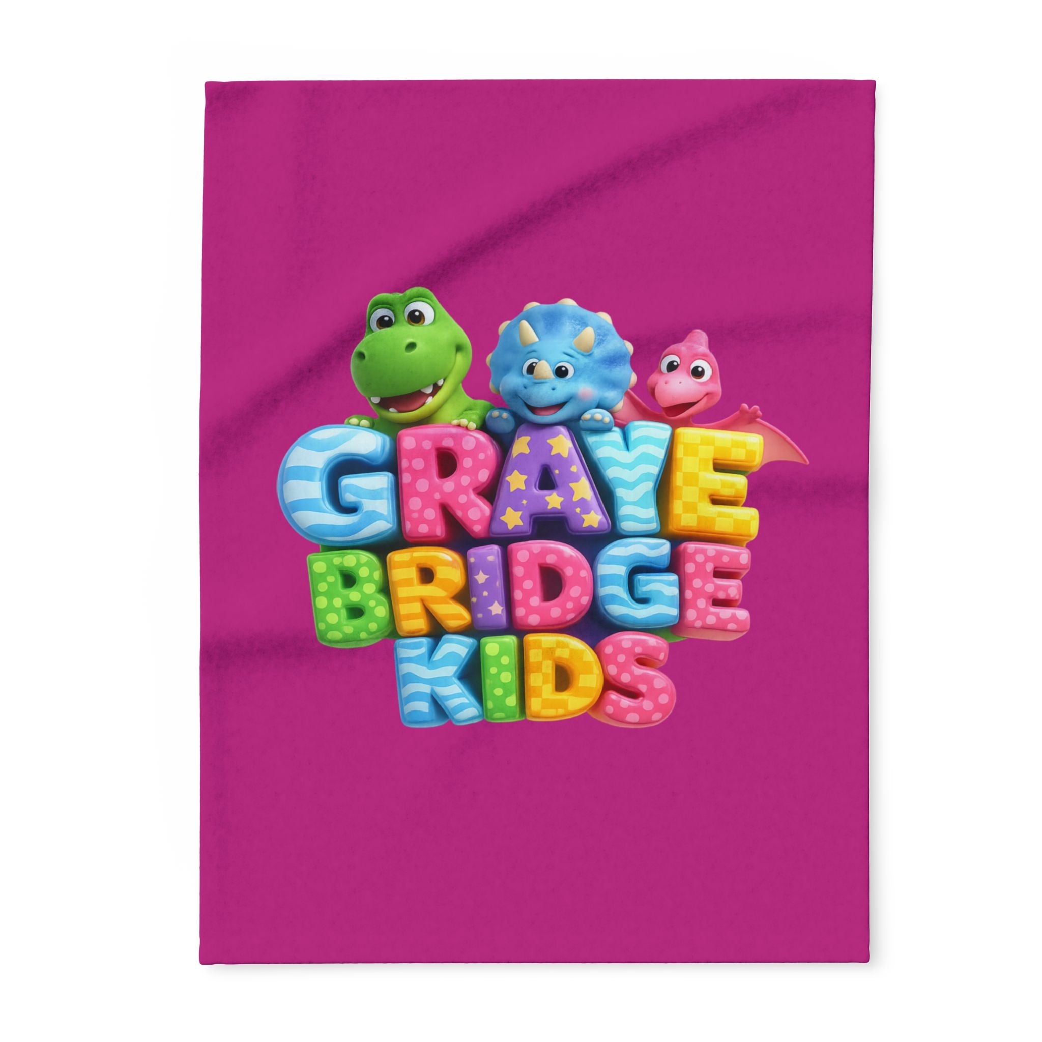 Toddler Fleece Blanket (Colorful Dinosaur Logo) Graye Bridge Kids